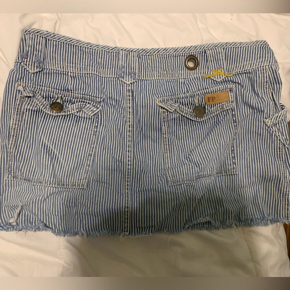 Free People Denim Striped Mini Skirt 28